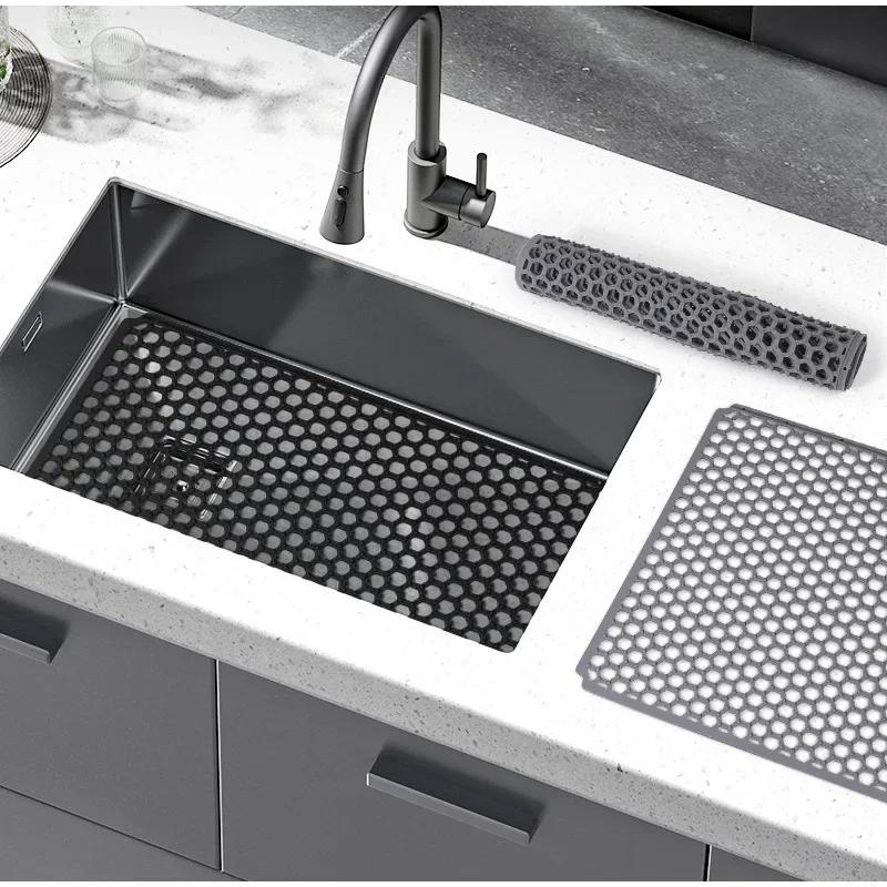 Silikon Spülbeckenschutz, Matte für den Spülboden, Spülbeckeneinsatz, Rutschfest, Hitzebeständig Geschirr-Abtropfmatten, Küchenzubehör