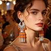 Bohemian Ethnic Miao Silver Turquoise Tassel Earrings