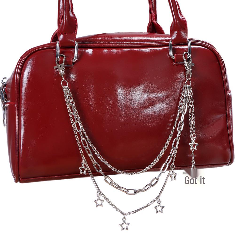 Trendy Multilayer Star Cross Rivet Pendant Bag Chain Accessory