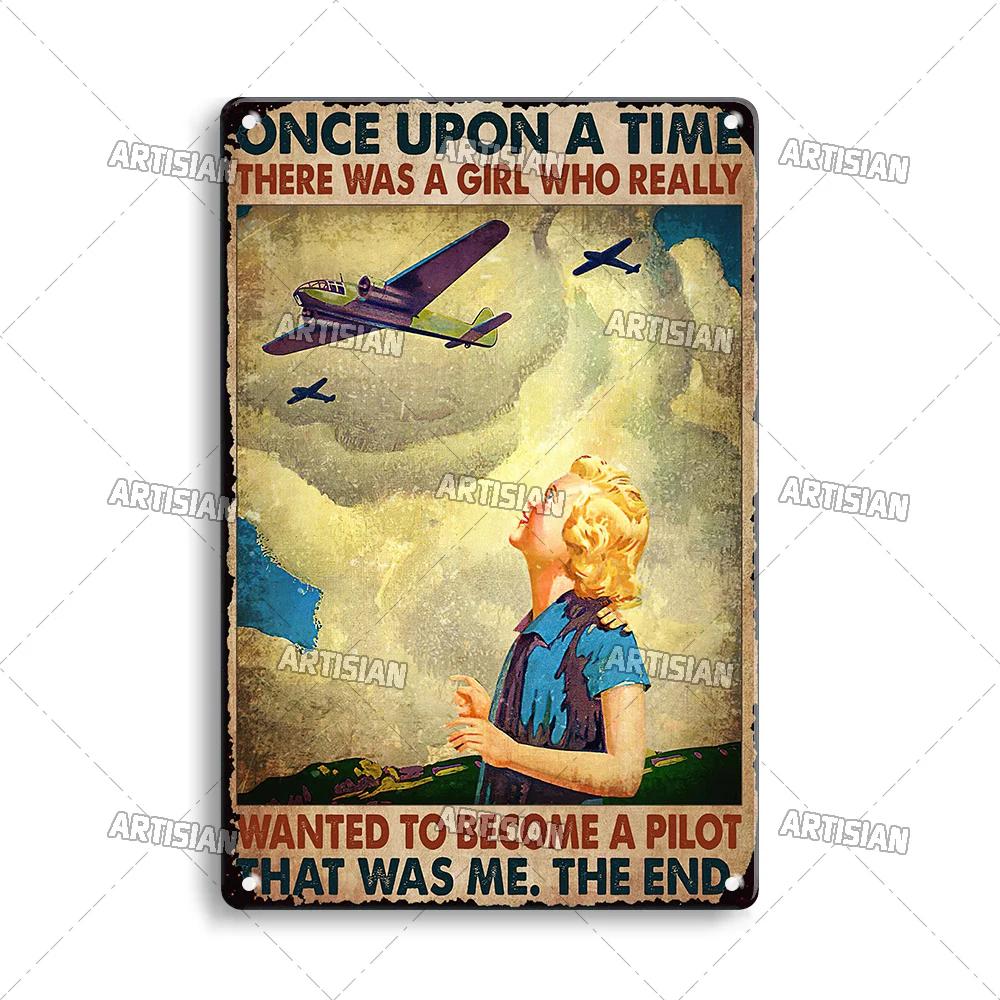 Artisian Pilot Metal Sign Flight Attendant Tin Plate Airplane Aviation Decorative Plaque Wall Decor Garage Bar Pub Club Hotel