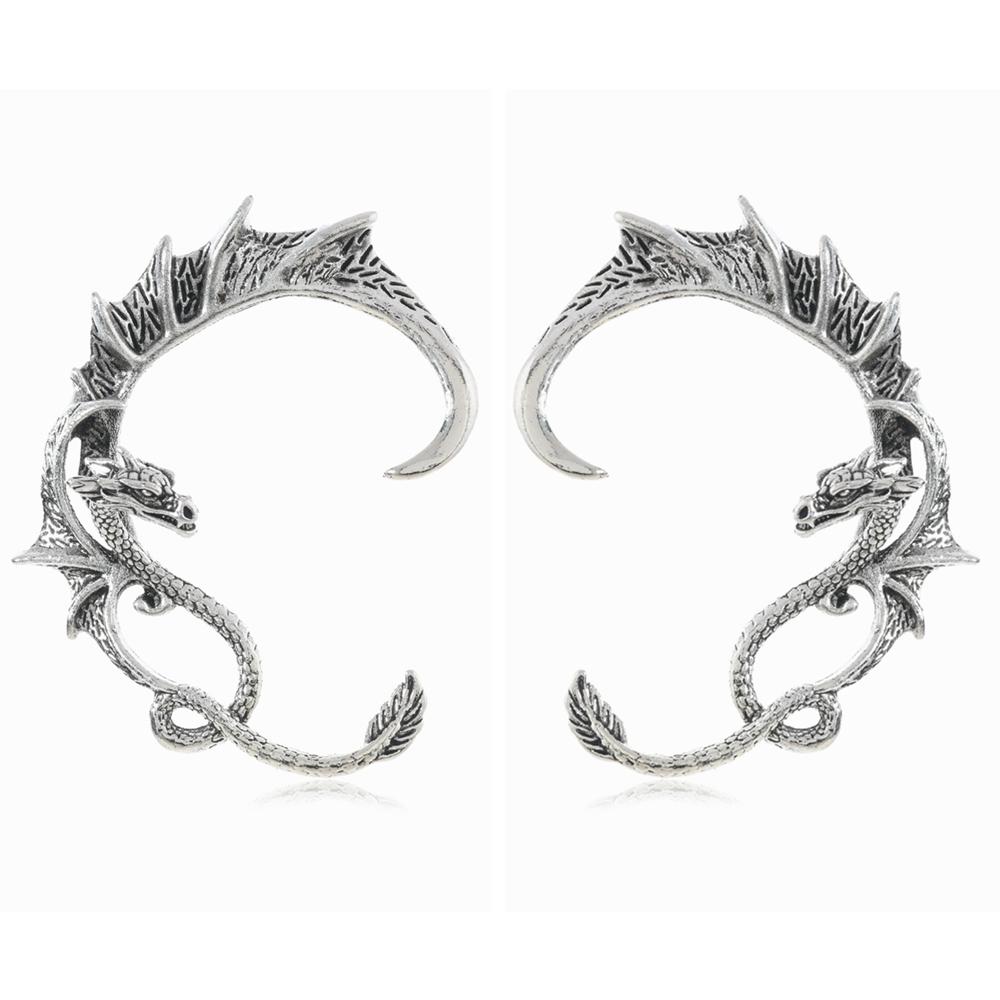 Gothic Punk Dragon Shape Earrings 2024 Trend New Design Vintage Alloy Flying Dragon Ear Cuffs For Women Party Accessories