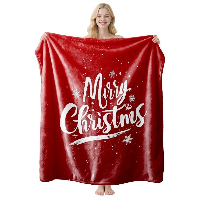 Christmas Themed Flannel Fleece Blanket Nap Throw Customizable Home Use