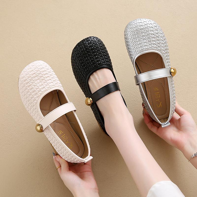 Fashion Word with Breathable Mary Jane Shoes Women's Summer New Versatile Flat Bottom Shallow Mouth Single Shoes