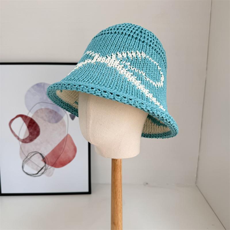 Elegant Korean Butterfly Bow Woven Hollow Sun Hat For Women Stylish Face Slimming Sunshade Fisherman Hat