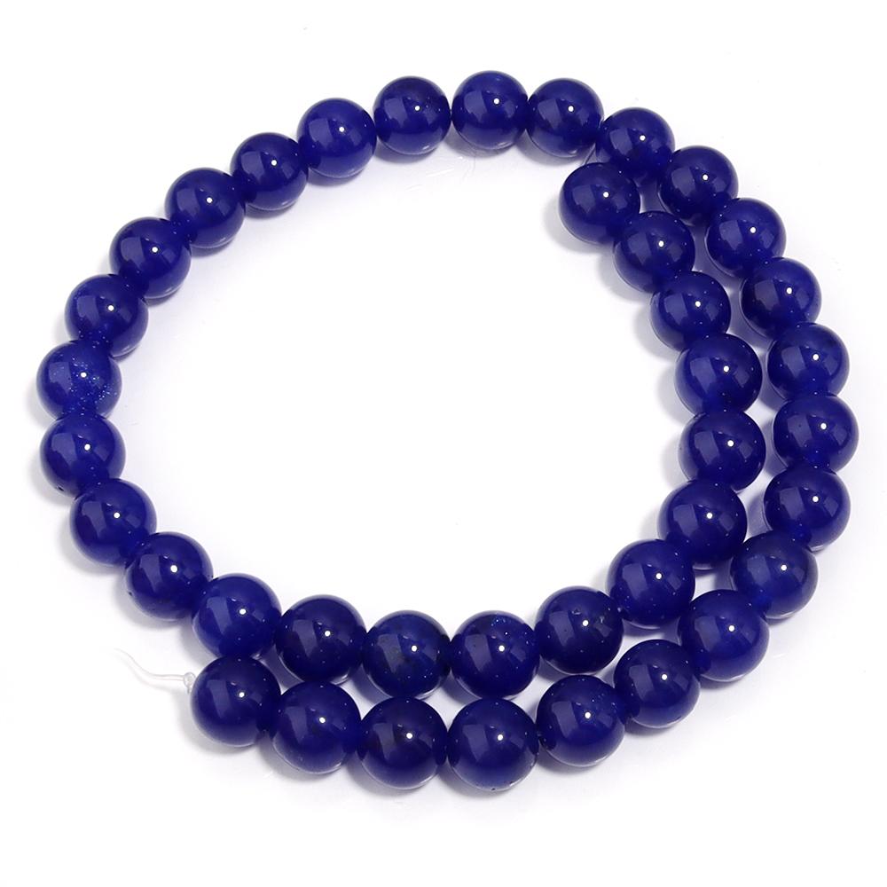 Natural Chalcedony Stone Beads Dark Blue Round Loose Spacer Jades Stone Beads For Jewelry Making Bracelets Necklace Accessories