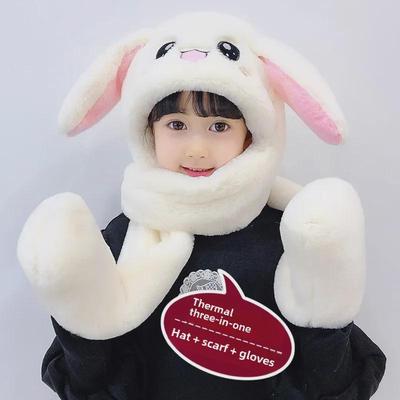 Set Cappello con Orecchie da Coniglio, Sciarpa e Guanti per Bambini - Morbido e Spesso per una Simpatica Protezione delle Orecchie