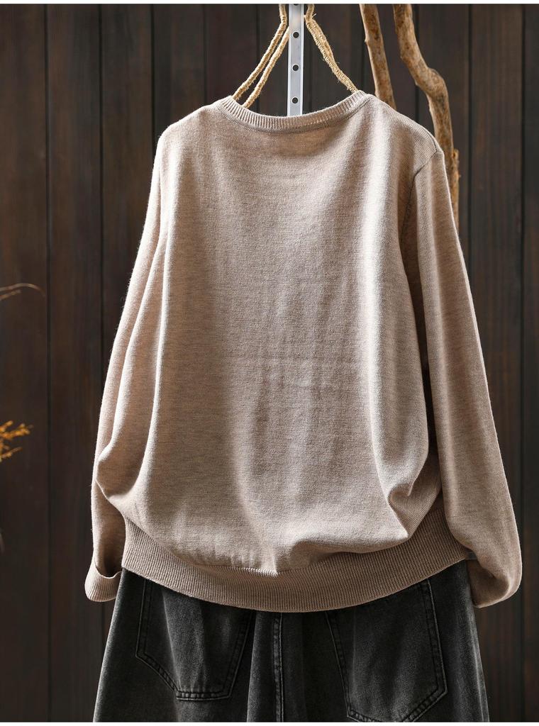 2026 Autumn Women's Pumpkin Print Knit Sweater: Age-Reducing Versatile Round Neck, Long Sleeve Top