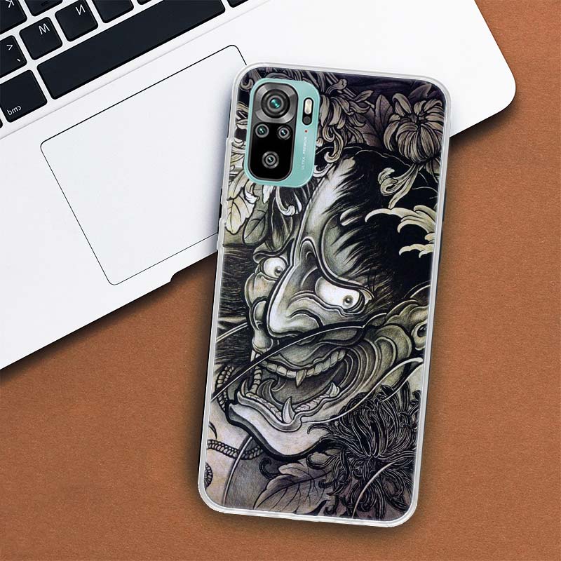 Japanese Oni Hannya Demon Mask Phone Case For Xiaomi Redmi Note 10 9 8 11 Pro 10S 11T 11S 9S 8T 7 6 5 9A 9C 9T 8A 7A Print Cover