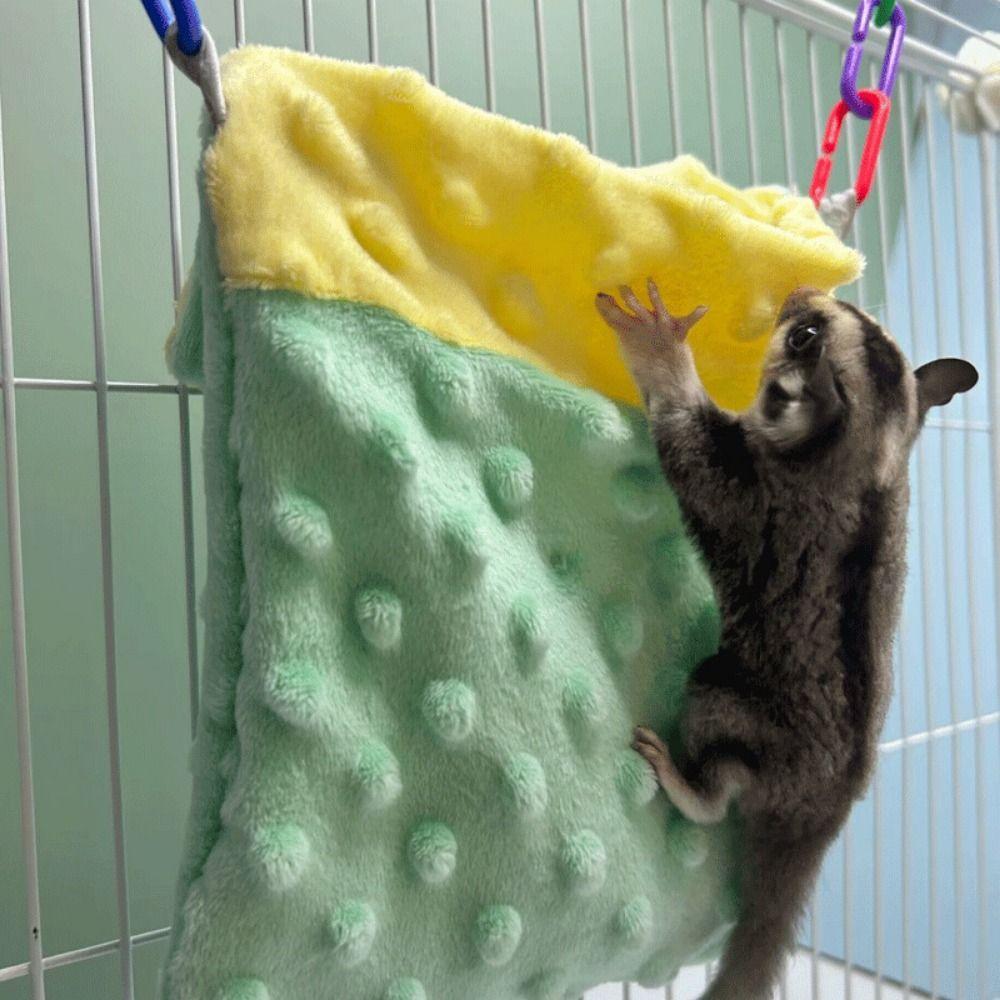 

Warm Hamster Hangings Nest Plush Rat Hanging Bed Pet Accessories Hamster Sleeping Bag Pet Cage S розовый