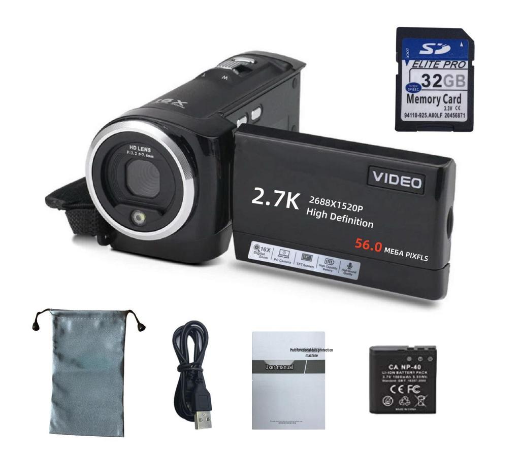 2.7K HD 56MP Digital Camcorder for Home, Travel & Students