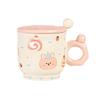 Cute Girl Heart with Cover Mug Cartoon Dessert Bear High Looking Office Ceramic Water Cup Birthday Souvenir