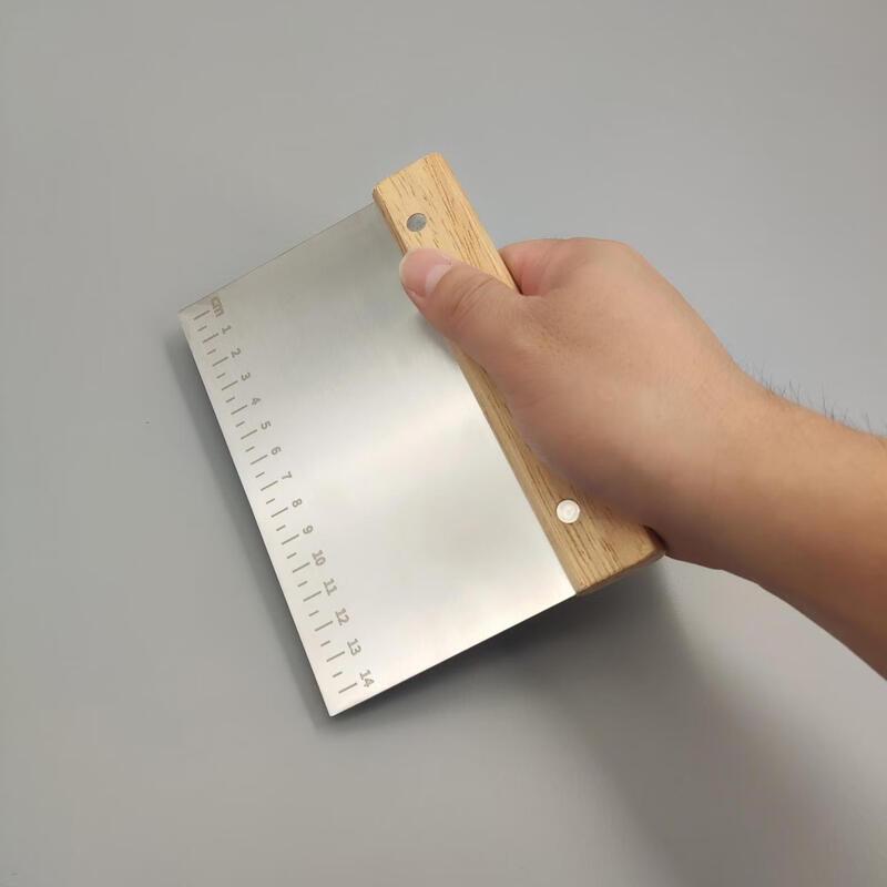 MDNG Stainless Steel Oak Handle Square Dough & Rice Noodle Cutter - Set of 4