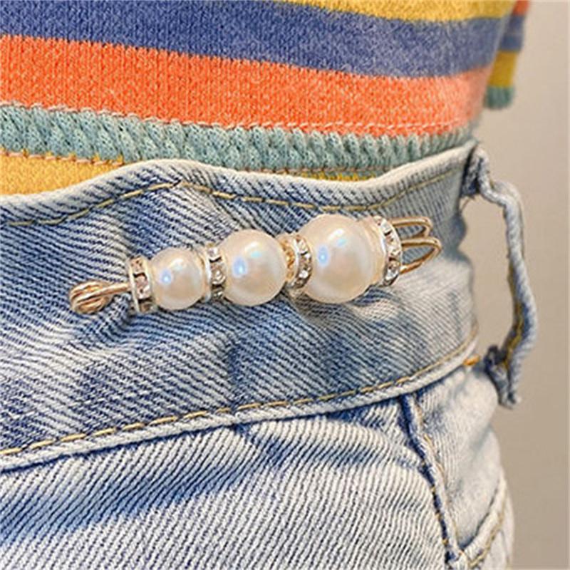 Faux Pearl Brooches Set Fashion Vintage Women Sweater Dress Waist Buckle Jeans Button Clothes Accessories Gifts