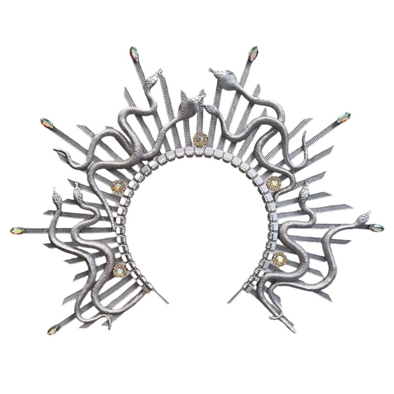 

Antique Snake Design Hairband With Spiked Design For Women Daily Use and Special Event Masquerades Party Headpiece