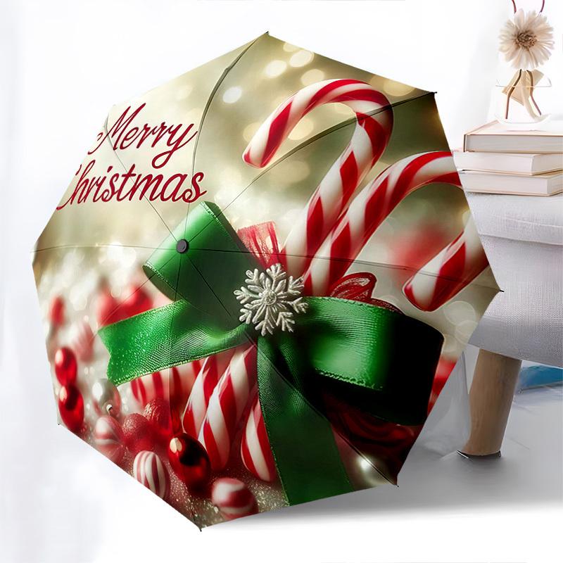 

1pc Merry Christmas! Automatic Folding Umbrella, Portable 3-Fold Design, 8-Bone Iron Frame, Outdoor, Festive Gift for Fans, Travelers & Daily Use.X019