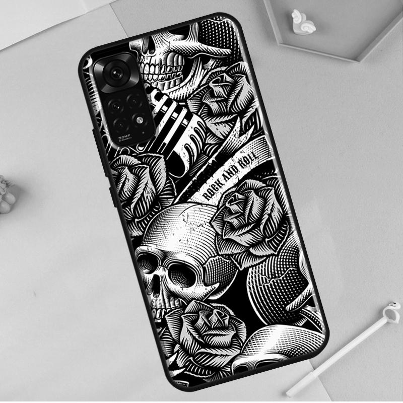 Rock and Roll Skull For Redmi Note 12 Pro Plus Cover For Redmi Note 10 8 9 11 Pro 12S 11S 10S 9S 9C 10C 12C Case