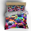 Colorful Pug Trio Set Design Exquisite Three-Piece Bedding Set Gift For Kids And Adults