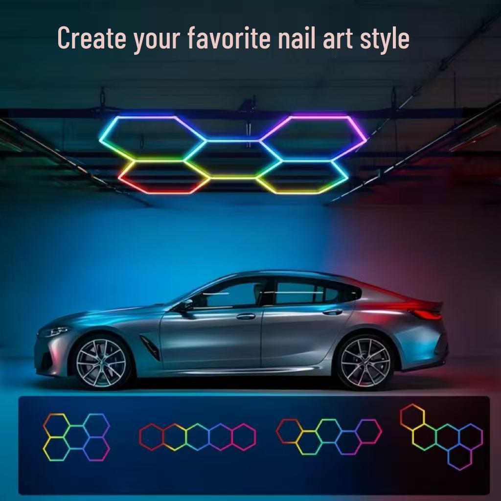RGB Hexagonal Seven-Color Honeycomb Light for Garages, Gyms, Car Washes, E-sports Rooms, and More