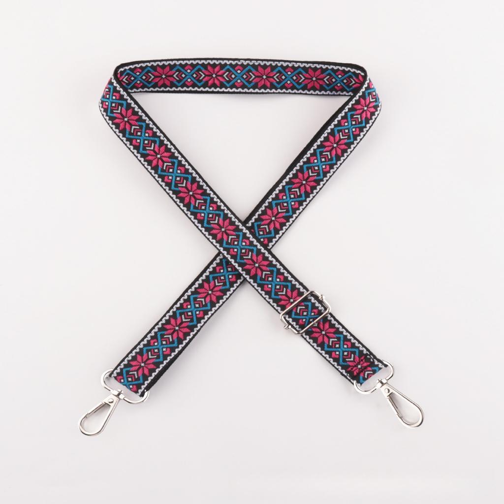 New Color Ethnic Style Jacquard Wide Strap Bag Accessories Bag Single Shoulder Crossbody Thickened Burden Reduction Long Strap