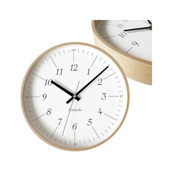 KATOMOKU plywood clock 18 km-110NA Natural Wall Clock Continuous Second Hand 304mm (Radio Clock)