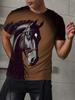 Men's 3D Animal Horse Printed T-shirt 2026 Summer New Men's Round Neck T-shirt Casual Comfortable Hip Hop Pullover Short Sleeve