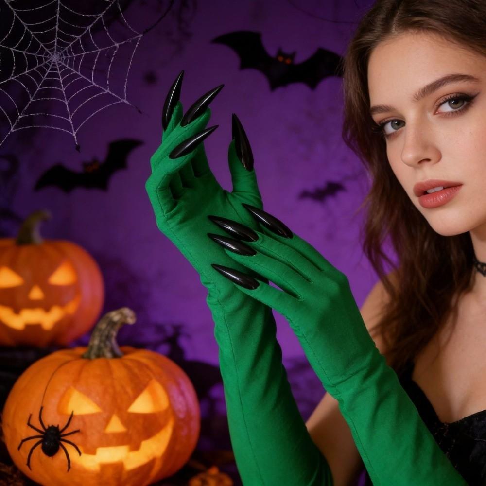 Solid Color Witch Cosplay Costume Fancy Props Ghost Claw Mittens Halloween Cosplay Gloves  Women