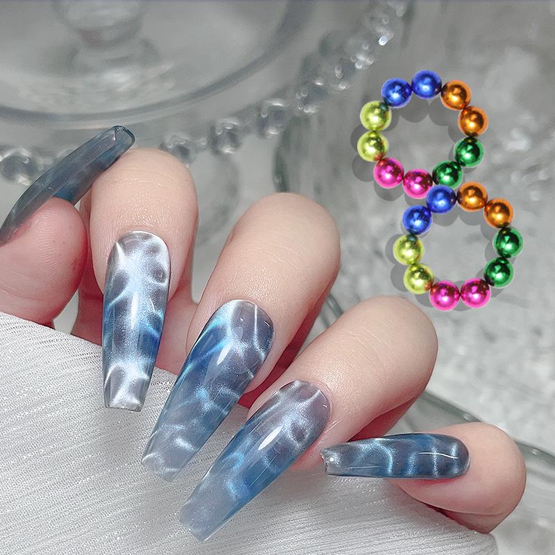 10/20pcs Gold Sliver Round Nail Art Magnetic Bead Set Multi-Functional Colorful Magnet Stick For Water Wave Ripple Cat Eye Desig