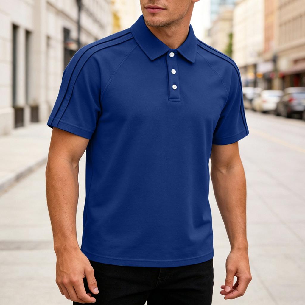 Men's Casual Lightweight Breathable Short Sleeve Polo Shirt with Classic Collar and Button Placket Suitable for Everyday Wear