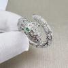 Charming Snake Ring With Rose Gold Plating And Green Eye Zircon Stone