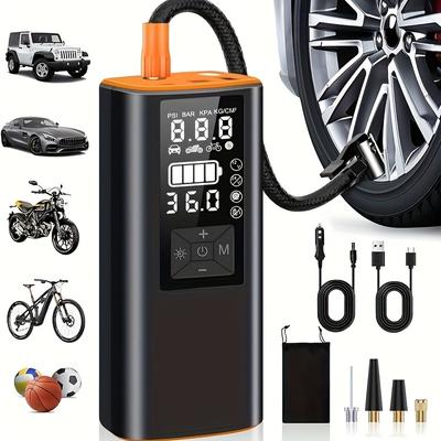 Tragbarer Reifenfüller, Luftkompressor Luftpumpe Mit Digitalem Manometer, 150 PSI, Luftpumpe Mit Starkem Licht für Auto, Motorrad, Elektrofahrrad