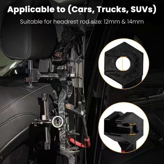 1/2/3Pcs Truck Bow Hanger Compound Bow Headrest Mount Universal Vehicle Storage Hunting Transport Archery Equipment Storage Rack Holder