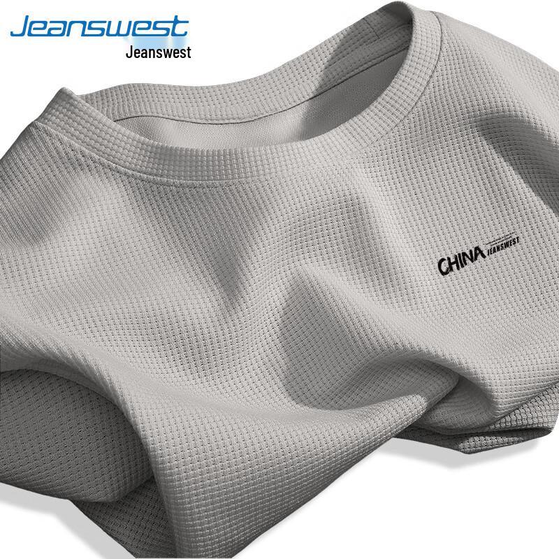 Jeanswest Men s Waffle Knit Crew Neck Letter Print T-Shirt M