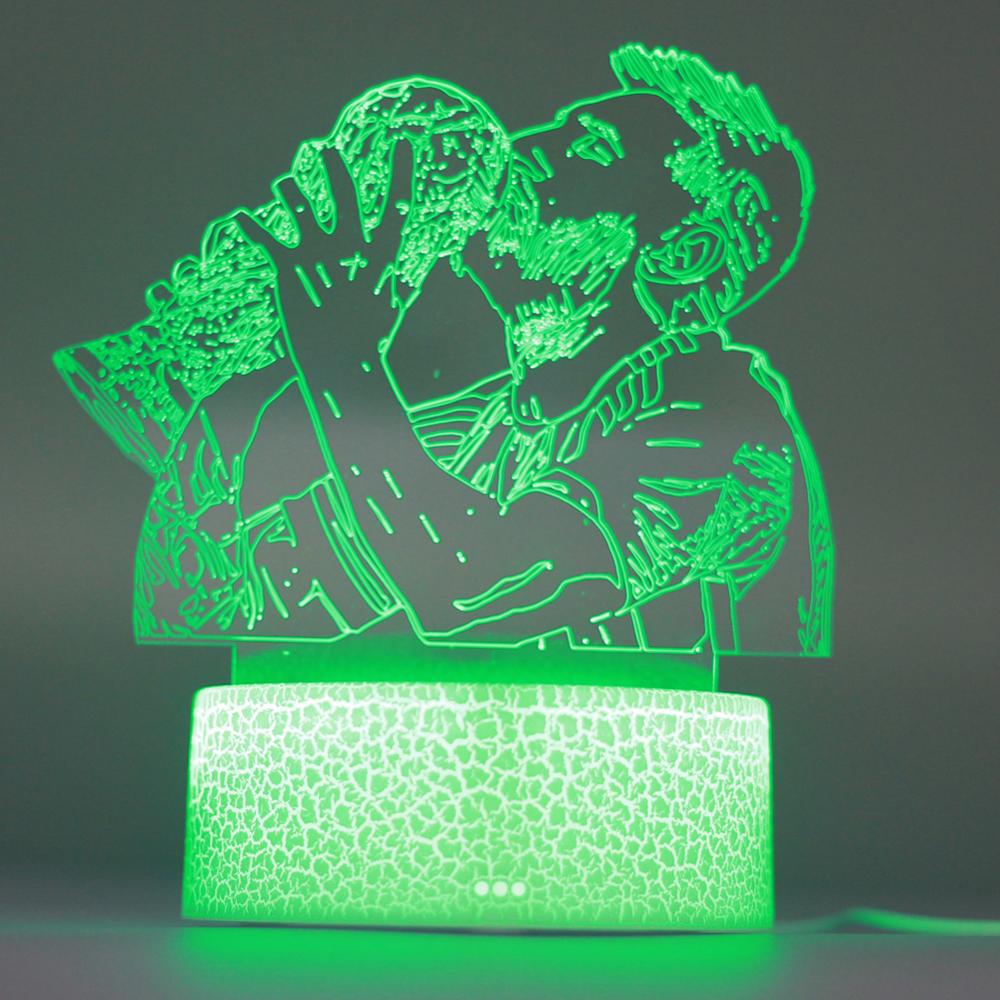 3D Illusion Night Light Messi 7 Color/16 Color Gradient Touch Switch Led Night Light Table Lamp (Crackle White)