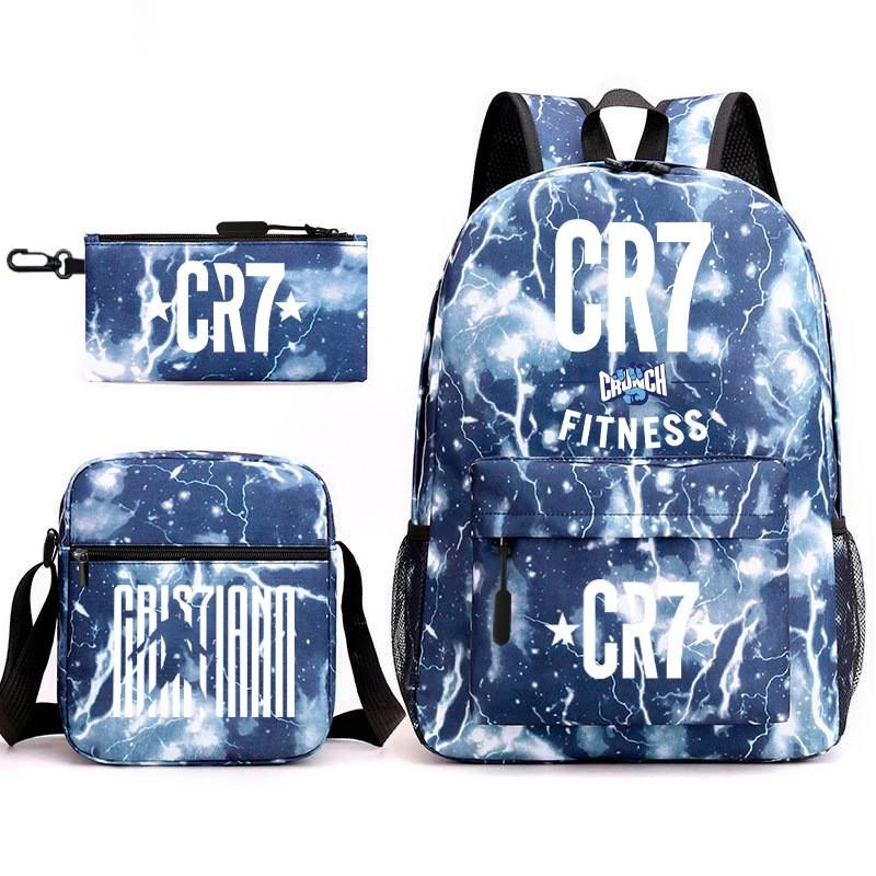 Set Zaino Scolastico Cristiano Ronaldo per Bambini Ragazzi Ragazze 15L Tessuto Oxford Borsa a Doppia Tracolla con Spallacci Imbottiti Traspiranti