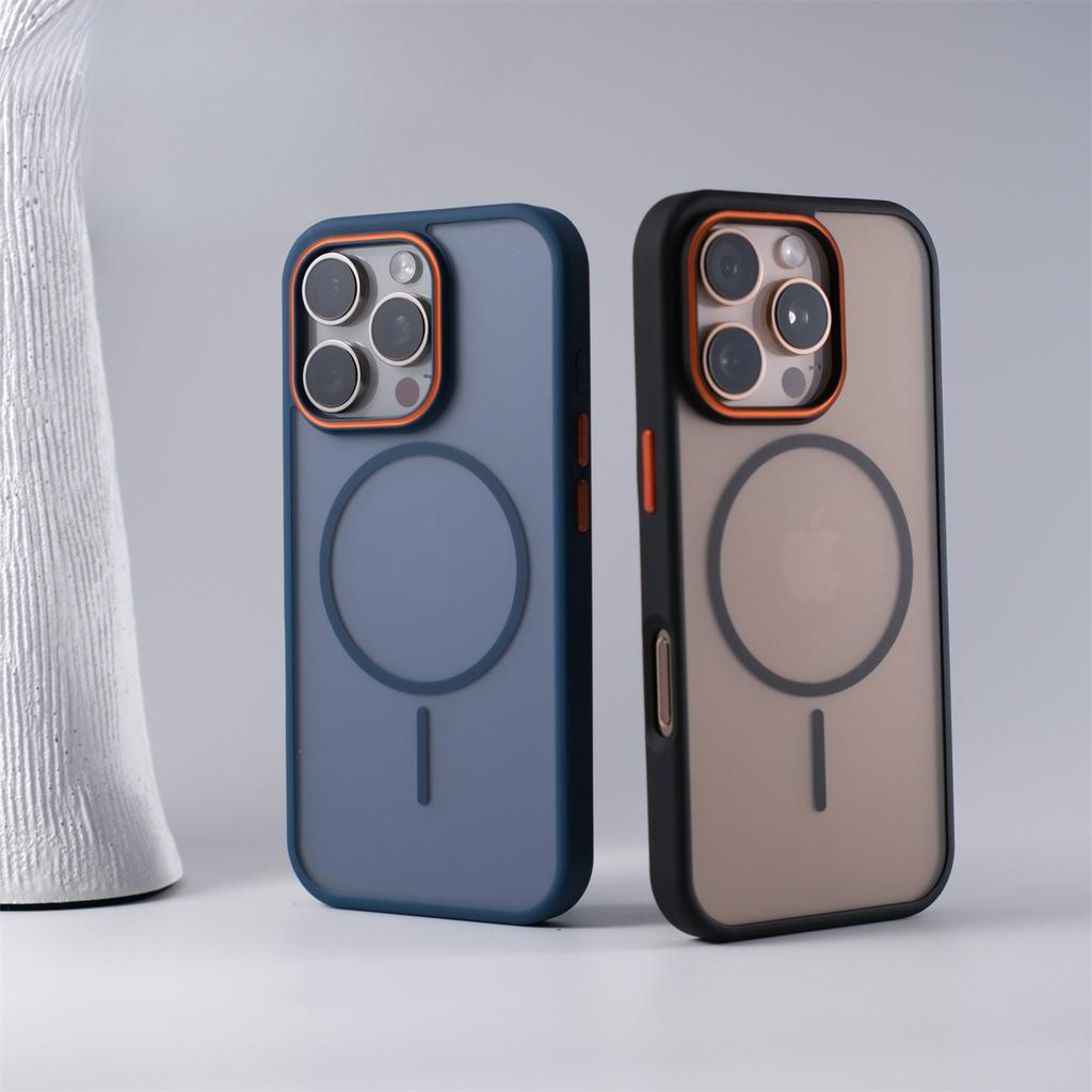Applicable To IPhone 16 Skin soft and Thin Circle Magnetic Suction Apple 15 Translucent Contrast Lens Ring Mobile Phone Case