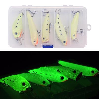 5 ks Fluorescenční Crankbait Rybářské Nástrahy Bionické Rybí Nástrahy Rybářské Pevné Nástrahy Povrchové Nástrahy Pstruh Bass Rybářské Nástrahy