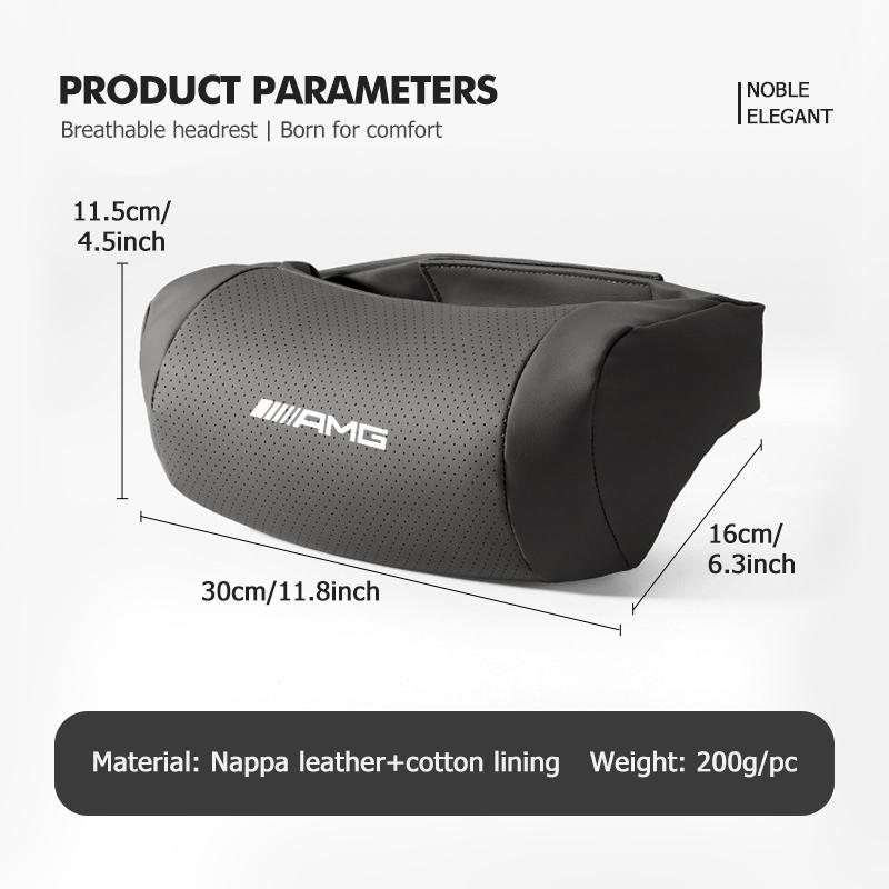 JYZ2 Car Neck Pillow Leather Pack Headrest Pain Relief Lumbar Pillow For Mercedes Benz AMG C180 C300 W124 W176 W177 C200 C260 GLC CLE