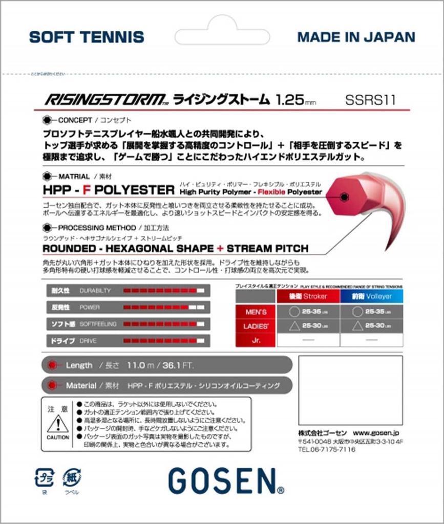 GOSEN RISINGSTORM SSRS11 Soft Tennis String Single