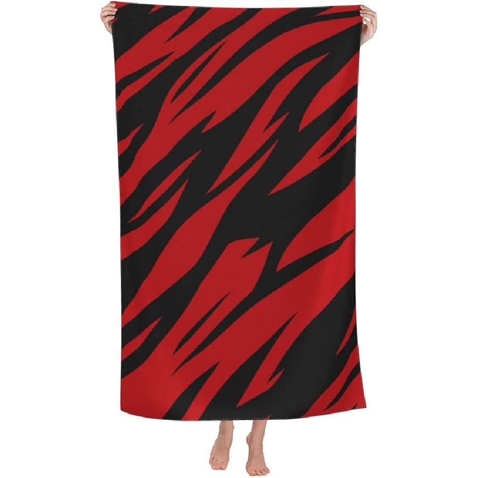 Paski Tygrysa czerwone i czarne Ręczniki plażowe Duże Miękkie Bardzo chłonne Szybkoschnące Ręczniki kąpielowe Ręczniki basenowe Ręczniki plażowe podróżne dla dzieci i dorosłych