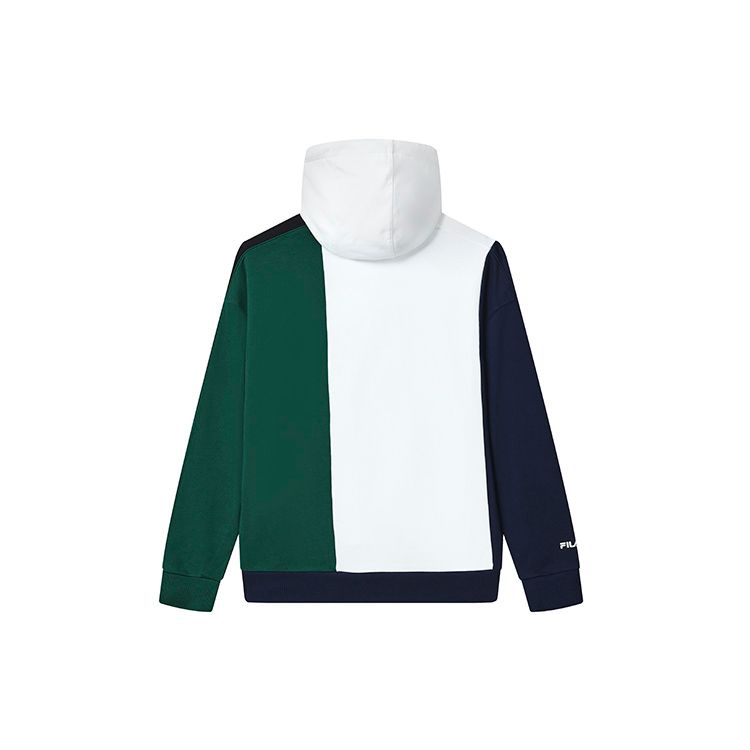 FILA Color Block Letter Print Loose Casual Knit Hoodie Men hoodies Legendary-Blue F11M319205F-NV