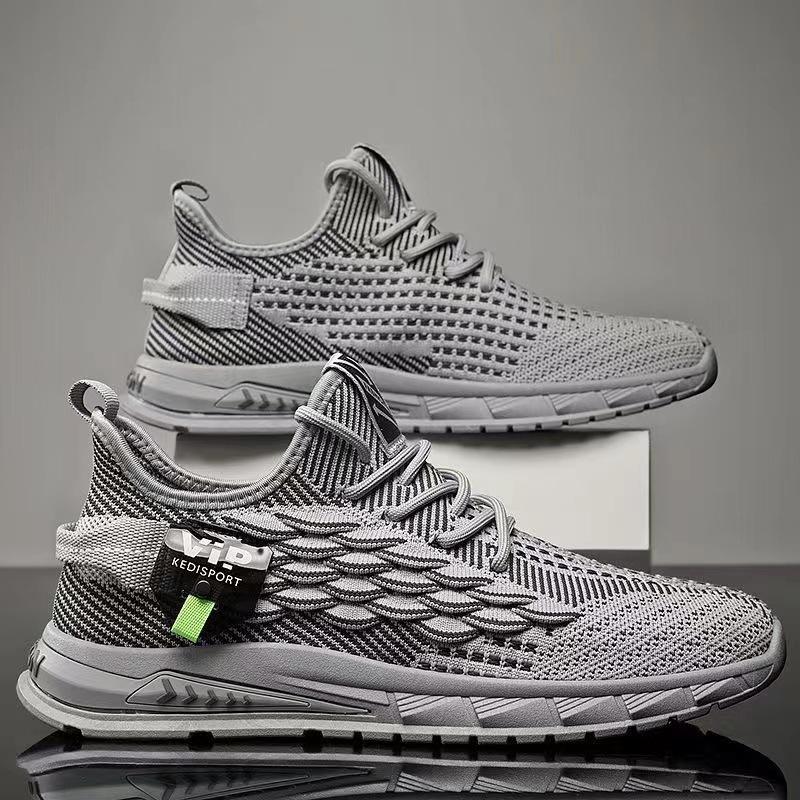 

Мужская обувь новая летняя дышащая сетчатая белая обувь легкая нескользящая кроссовки для бега мужская обувь 44 серый