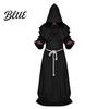 Wizard Sorcerer Costume Friar Medieval Hooded Robe Monk Renaissance Priest Cloak Halloween Cosplay for Adults