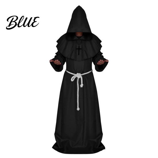 Wizard Sorcerer Costume Friar Medieval Hooded Robe Monk Renaissance Priest Cloak Halloween Cosplay for Adults