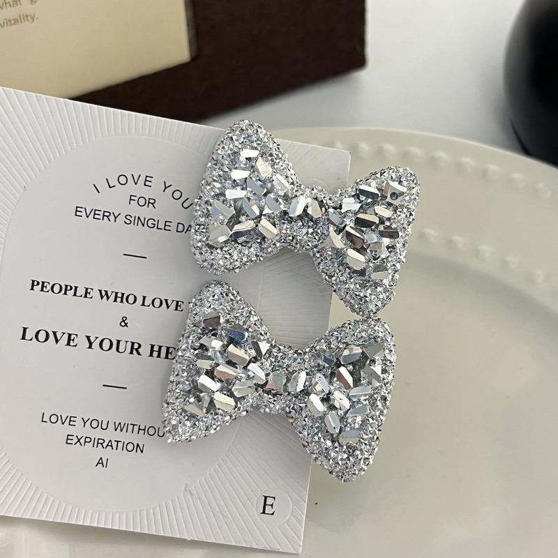 Prinzessin Flash Diamant Schleife Haarspange Haarschmuck, Exquisite High-End Ins Stil Seitenclip, Party Pony Clip Entenschnabelclip