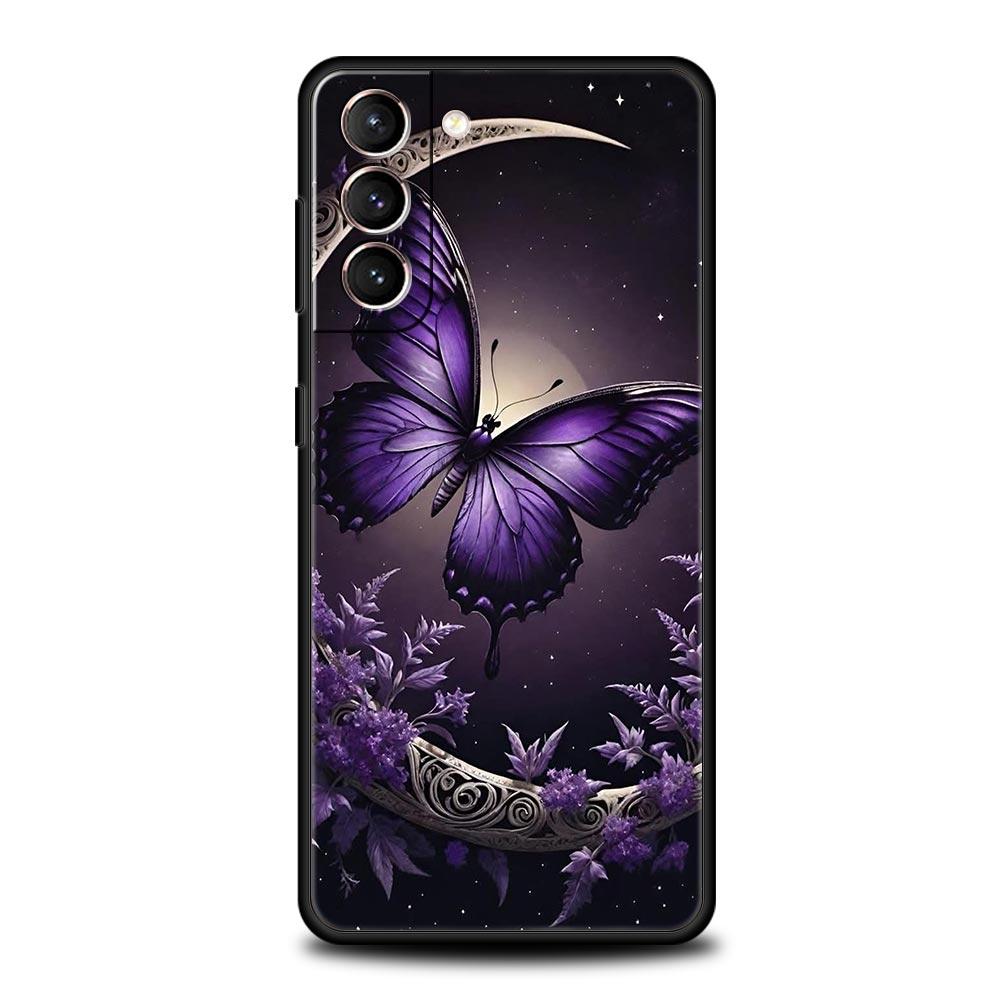 Art Purple Butterfly Phone Case for Samsung Galaxy S26 S25 S24 S23 S22 S20 S21 FE Ultra S25 Edge Plus 5G Soft TPU Cover Fundas