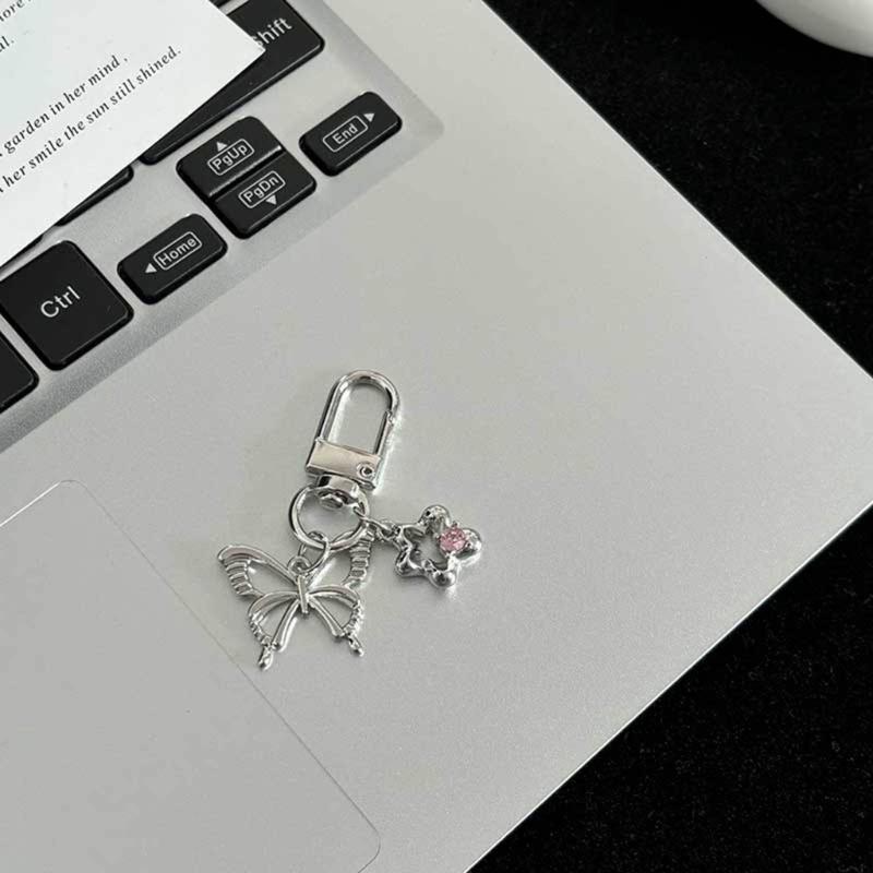 Cherry/Candy/Butterfly/Bowknot Heart Keychain Alloy Key Chain Multi-Functional Phone Chain Women Girls Purse Accessory