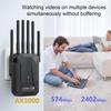 3000 Mbps WiFi 6 Repeater Dubbelband 2,4 GHz 5 GHz WiFi-förlängare WiFi-förstärkare Långräckviddig Signalexpansionsförstärkare för Hem/Kontor EU-kontakt
