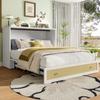 Cabinet Bed, 140 x 200, with Drawers at the Foot and Shelf at the Head of the Bed, with USB and Socket, Convertible Platform, Without Mattress, White