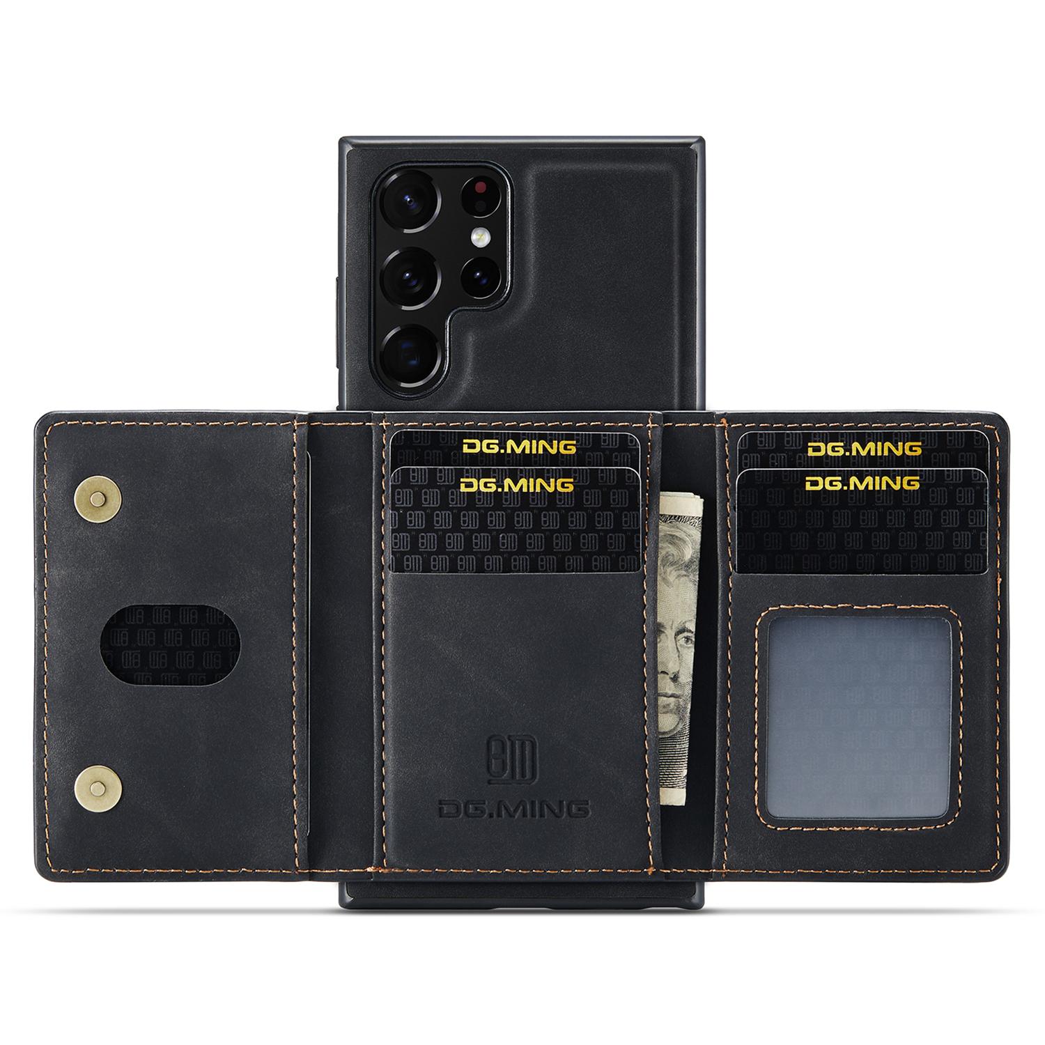 

For Samsung Galaxy S25 Ultra Case PU+PC+TPU Phone Cover Detachable Wallet Black