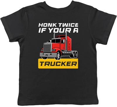 Truck Trucking Kids T-Shirt Honk Twice If Your a Trucker Childrens Boy Girl Gift